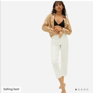 Everlane straight leg crop pants in stone